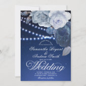 Streichlichtsterne Blau Elegante Hochzeit Einladung (Vorderseite)