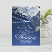 Streichlichtsterne Blau Elegante Hochzeit Einladung (Stehend Vorderseite)