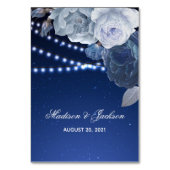Streichlichtsterne Blau Elegante Hochzeit Tischnummer (Rückseite)