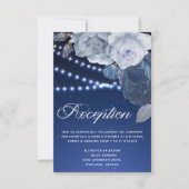Streichlichtsterne Blue Elegant Wedding Empfang Einladung (Vorderseite)