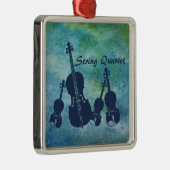 Streichquartett auf Blau Silbernes Ornament (Rechts)