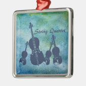Streichquartett auf Blau Silbernes Ornament (Links)