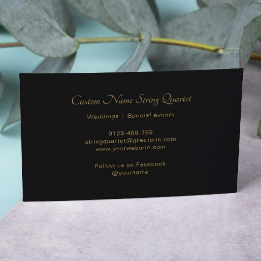 Streichquartett Beruflich Musiker Black Gold Visitenkarte