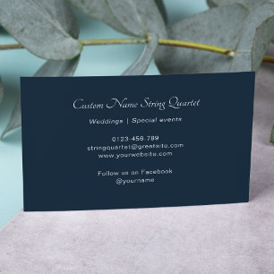 Streichquartett Beruflich Musiker Navy Blue Visitenkarte