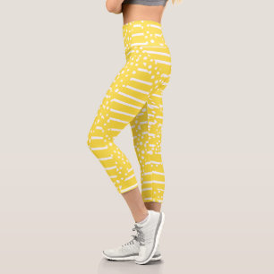 Streifen 2 - Gelb und weiß Capri Leggings