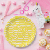 Streifen 2 - Gelb und weiß Pappteller (Party)