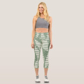Streifen 2 - Grün Capri Leggings (Vorderseite)