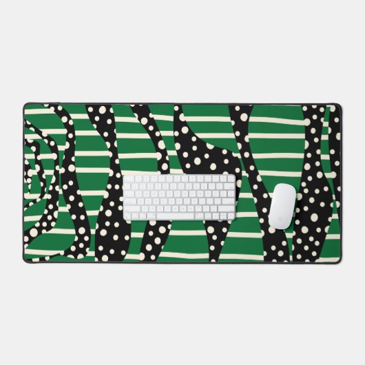Streifen 2 - Grün, Creme und Schwarz Schreibtischunterlage (Tastatur & Maus)