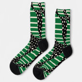 Streifen 2 - Grün, Creme und Schwarz Socken (Linkes Detail)
