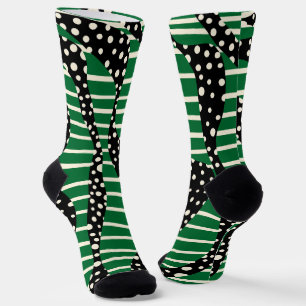 Streifen 2 - Grün, Creme und Schwarz Socken