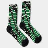 Streifen 2 - Grün, Creme und Schwarz Socken (Rechts)