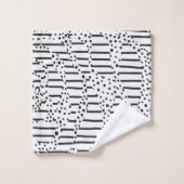 Streifen 2 in Schwarz und Weiß Badhandtuch Set (Waschlappen)