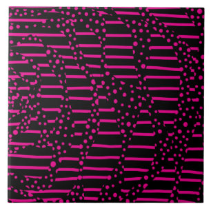 Streifen 2 - Magenta und Schwarz Fliese