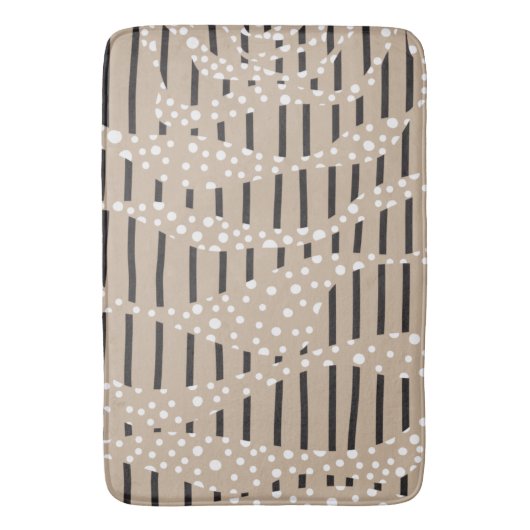 Streifen 2 - Taupe, Schwarz und Weiß Badematte (Vorderseite Vertikal)