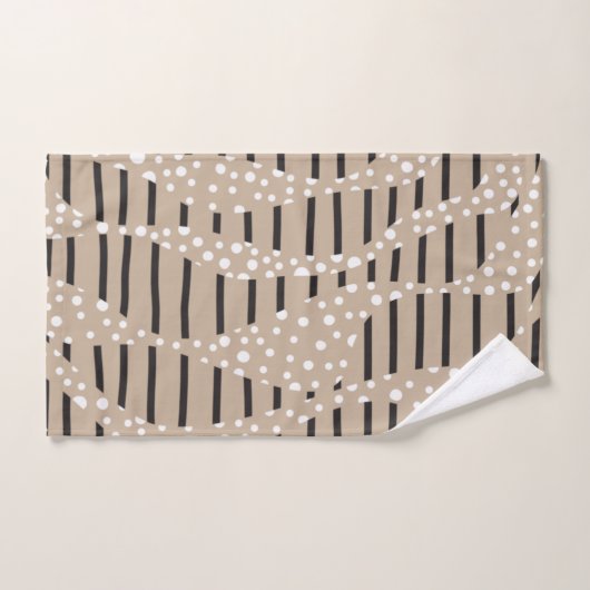 Streifen 2 - Taupe, Schwarz und Weiß Badhandtuch Set (Handtuch)