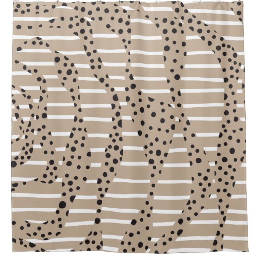 Streifen 2 - Taupe, Schwarz und Weiß Duschvorhang (Vorderseite)