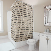 Streifen 2 - Taupe, Schwarz und Weiß Duschvorhang (Beispiel)