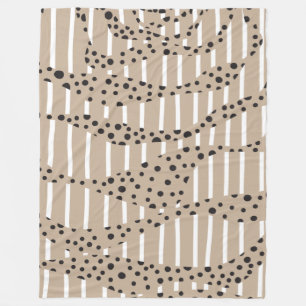 Streifen 2 - Taupe, Schwarz und Weiß Fleecedecke