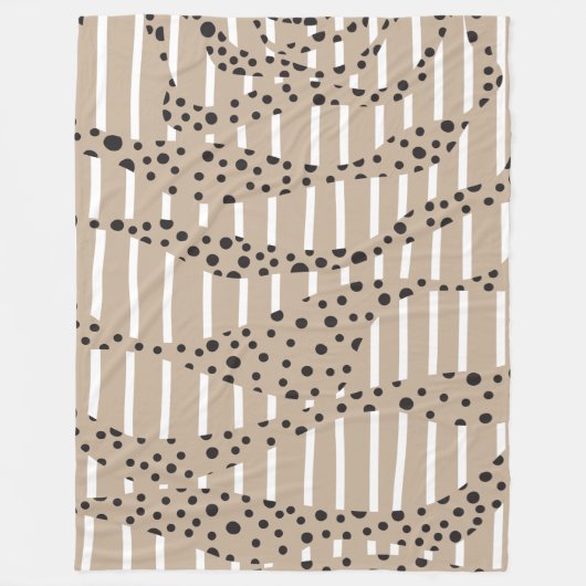 Streifen 2 - Taupe, Schwarz und Weiß Fleecedecke (Vorderseite)