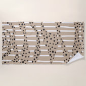 Streifen 2 - Taupe, Schwarz und Weiß Strandtuch (Vorderseite)