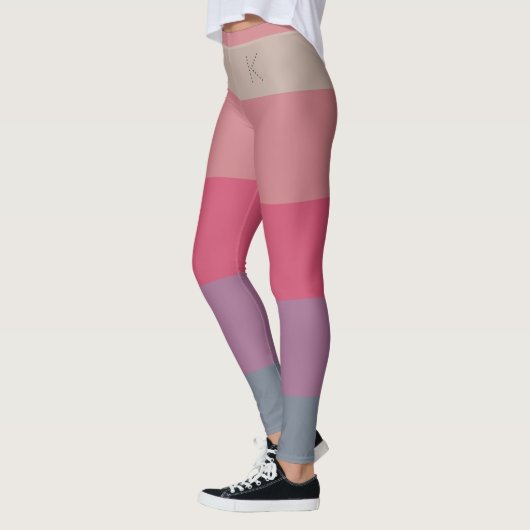 Streifen, 5 Farben, Lila rosa, rosa, einfarbig Leggings (Links)