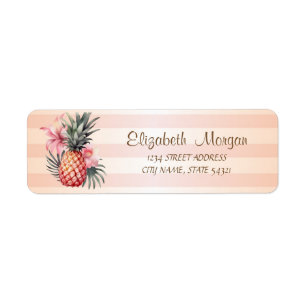 Streifen Ananas Hibisken-Adressetikett