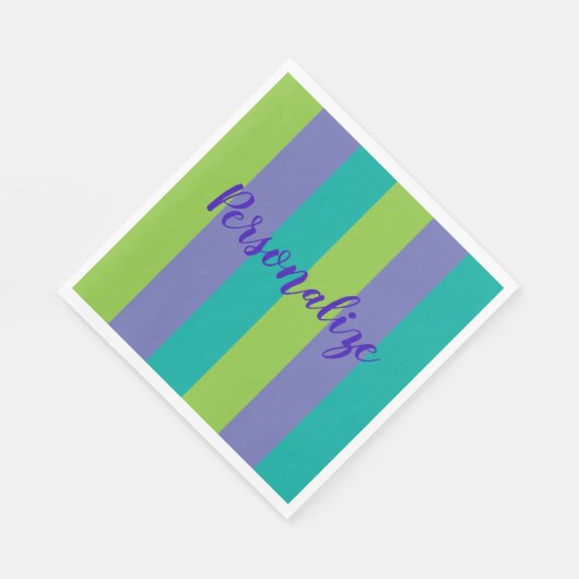 Streifen Aquamarin, Lila grün Serviette (Ecke)