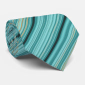 Streifen - Aquamarines blaues Schwarz-Orange-Muste Krawatte (Gerollt)