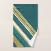 Streifen Aquamarines Goldcreme auf dunklem Aquamar Badhandtuch Set (Handtuch)