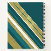 Streifen Aquamarines Goldcreme auf dunklem Aquamar Notizblock (Rückseite)