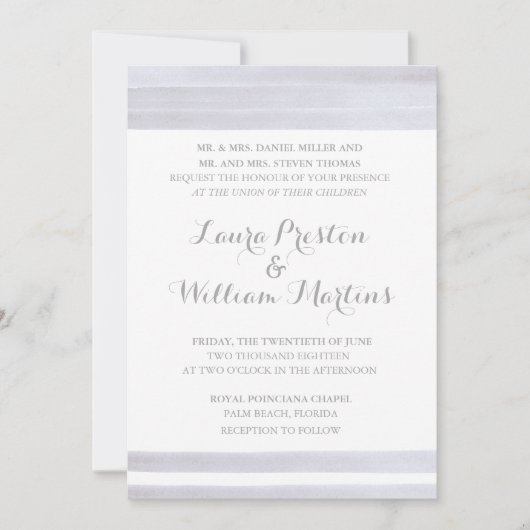 Streifen-Aquarell-Hochzeits-Einladung Einladung (Vorderseite)