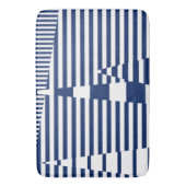 Streifen auf Streifen in Blau und Weiß Badematte (Vorderseite Vertikal)