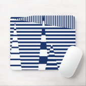 Streifen auf Streifen in Blau und Weiß Mousepad (Mit Mouse)