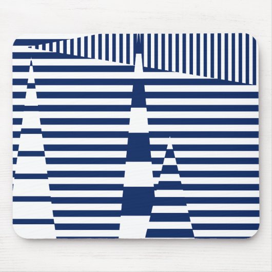 Streifen auf Streifen in Blau und Weiß Mousepad (Vorne)