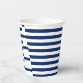 Streifen auf Streifen in Blau und Weiß Pappbecher (Vorderseite)