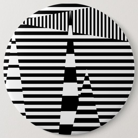 Streifen auf Streifen in Schwarz und Weiß Button (Vorderseite)