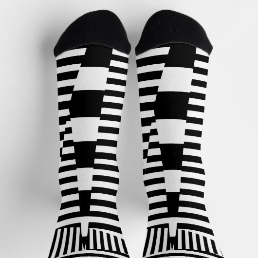 Streifen auf Streifen in Schwarz und Weiß Socken (Oben)