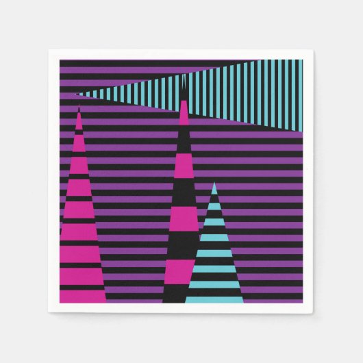 Streifen auf Streifen - rosa, Lila, blau und schwa Serviette (Vorderseite)