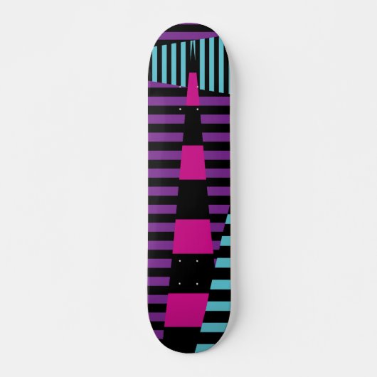 Streifen auf Streifen - rosa, Lila, blau und schwa Skateboard (Vorne)