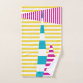 Streifen auf Streifen - Türkis, Gelb und Rosa Badhandtuch Set (Handtuch)