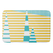Streifen auf Streifen - Türkis und Gelb Badematte (Vorderseite)