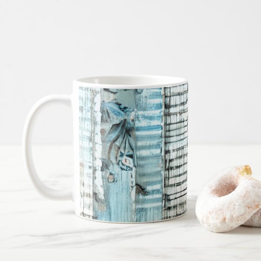 Streifen aus blauem Shabby Chic Kaffeetasse (Mit Donut)