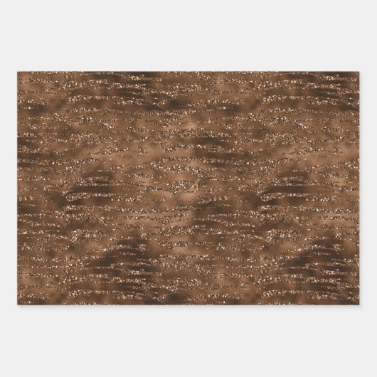 Streifen aus braunem Glitzer Geschenkpapier Set (Vorderseite 2)