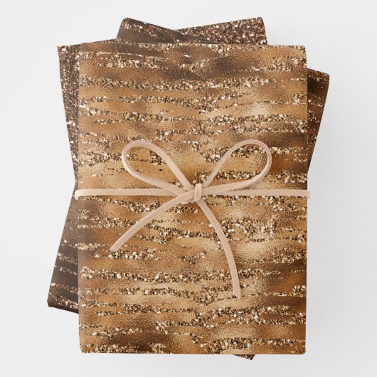 Streifen aus braunem Glitzer Geschenkpapier Set (Beispiel)