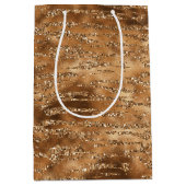 Streifen aus braunem Glitzer Mittlere Geschenktüte (Vorderseite)