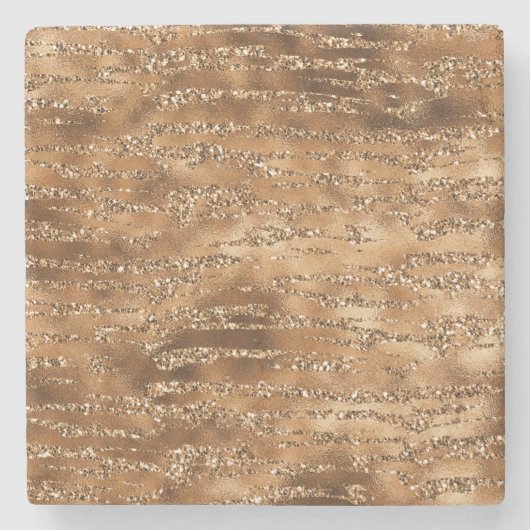 Streifen aus braunem Glitzer Steinuntersetzer (Vorderseite)