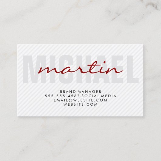 Streifen aus fett und kursiv (rot) visitenkarte (Vorderseite)