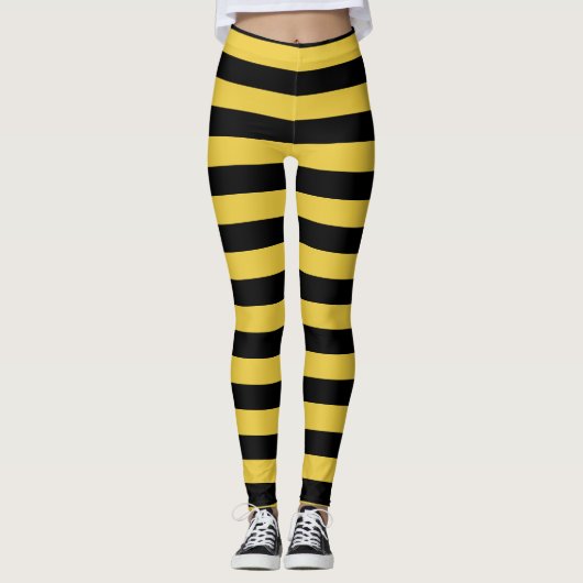 Streifen aus gelben, schwarzen Honigbienen Leggings (Vorderseite)