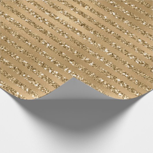Streifen aus Gold Glitzer        Geschenkpapier (Ecke)