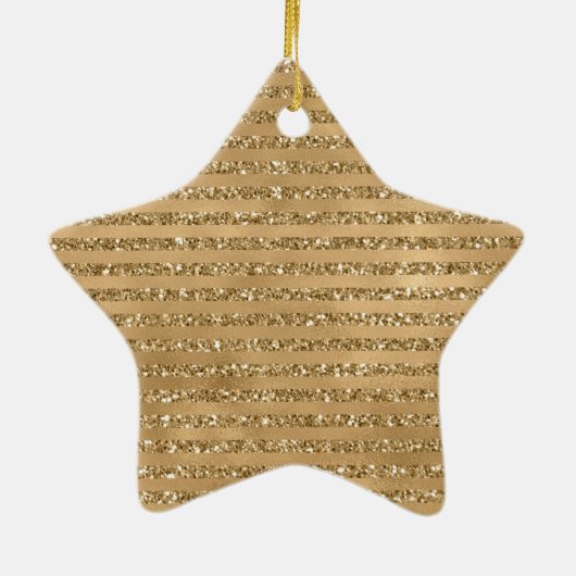 Streifen aus Gold Glitzer      Keramik Ornament (Hinten)